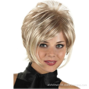 Fashion wig shaggy wig blonde oblique fringe hair for women